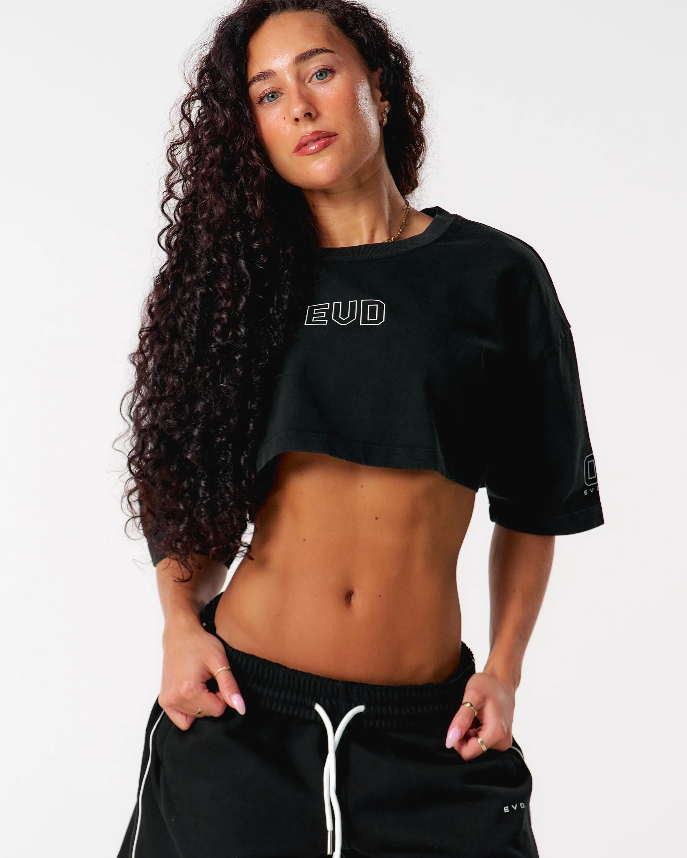 Core Oversized Crop Tee - Washed Out Black - Image 3