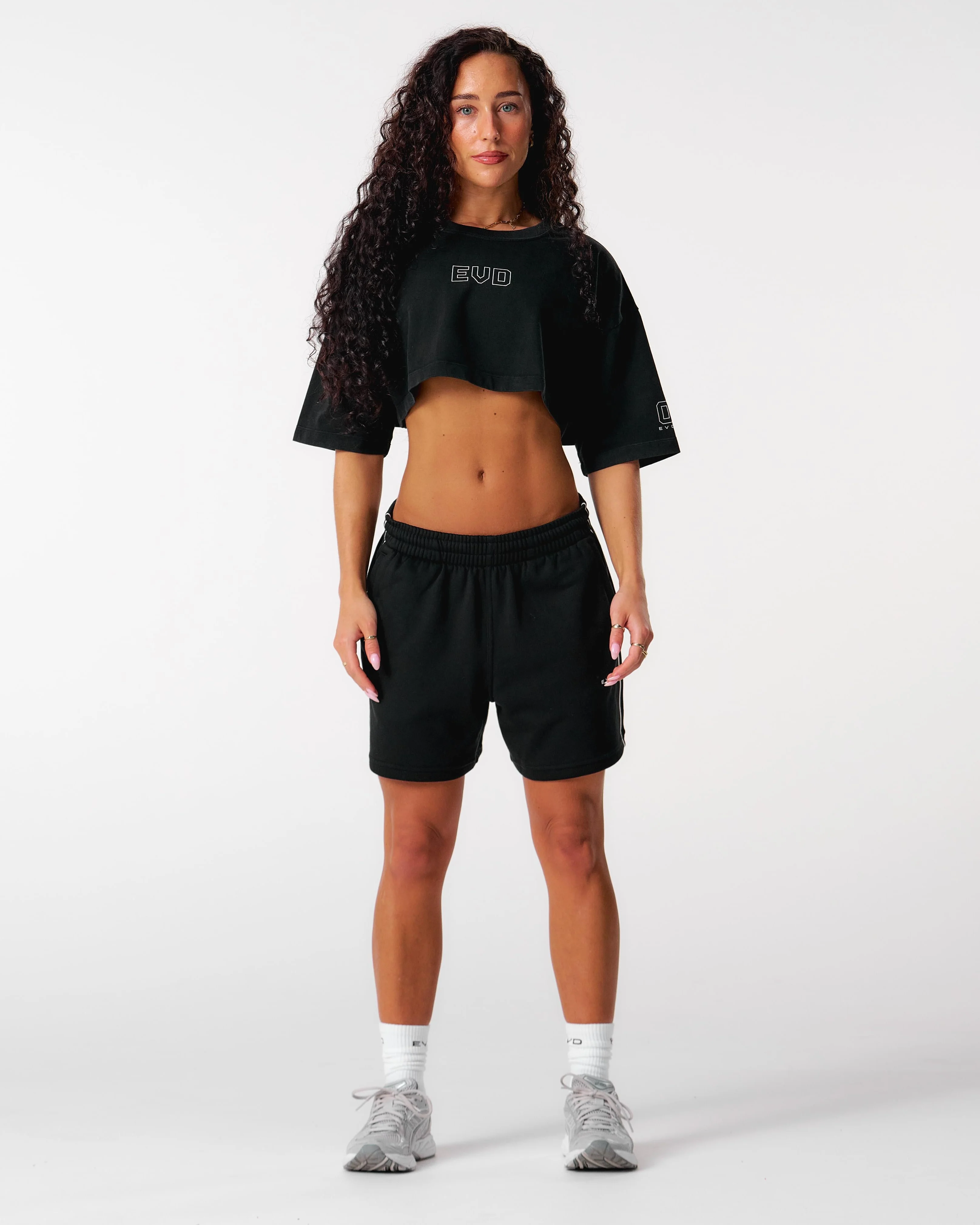 Core Oversized Crop Tee - Washed Out Black - Image 4