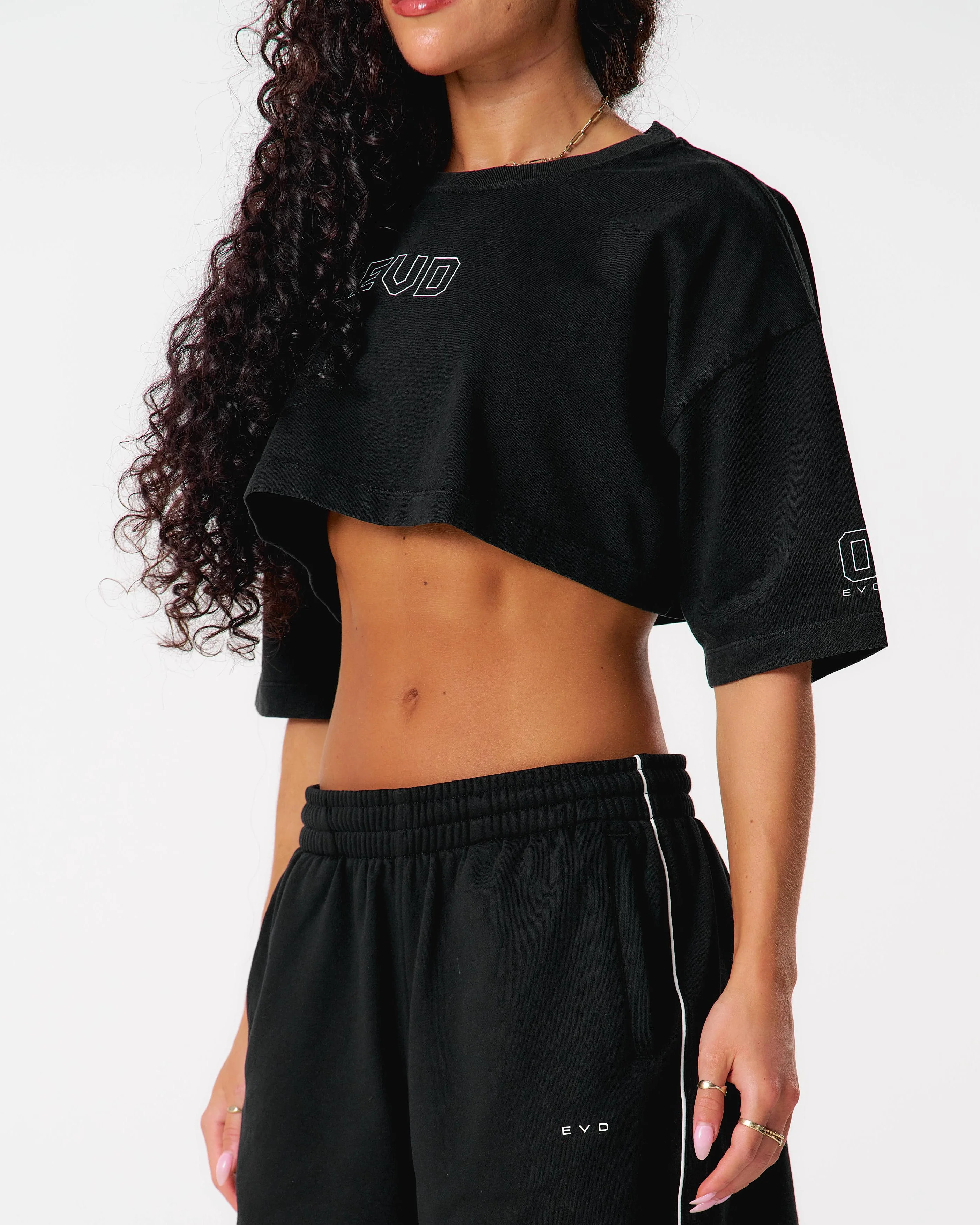 Core Oversized Crop Tee - Washed Out Black - Image 6