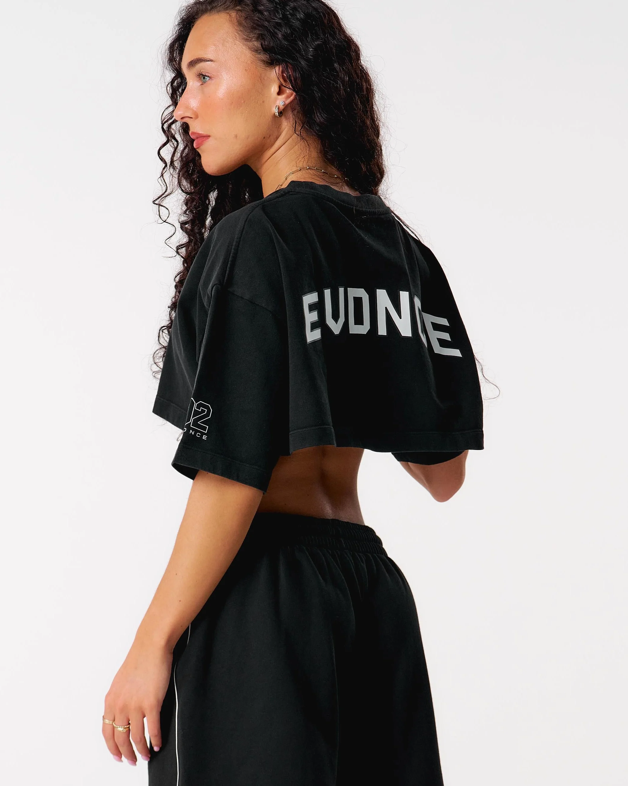 Core Oversized Crop Tee - Washed Out Black - Image 8