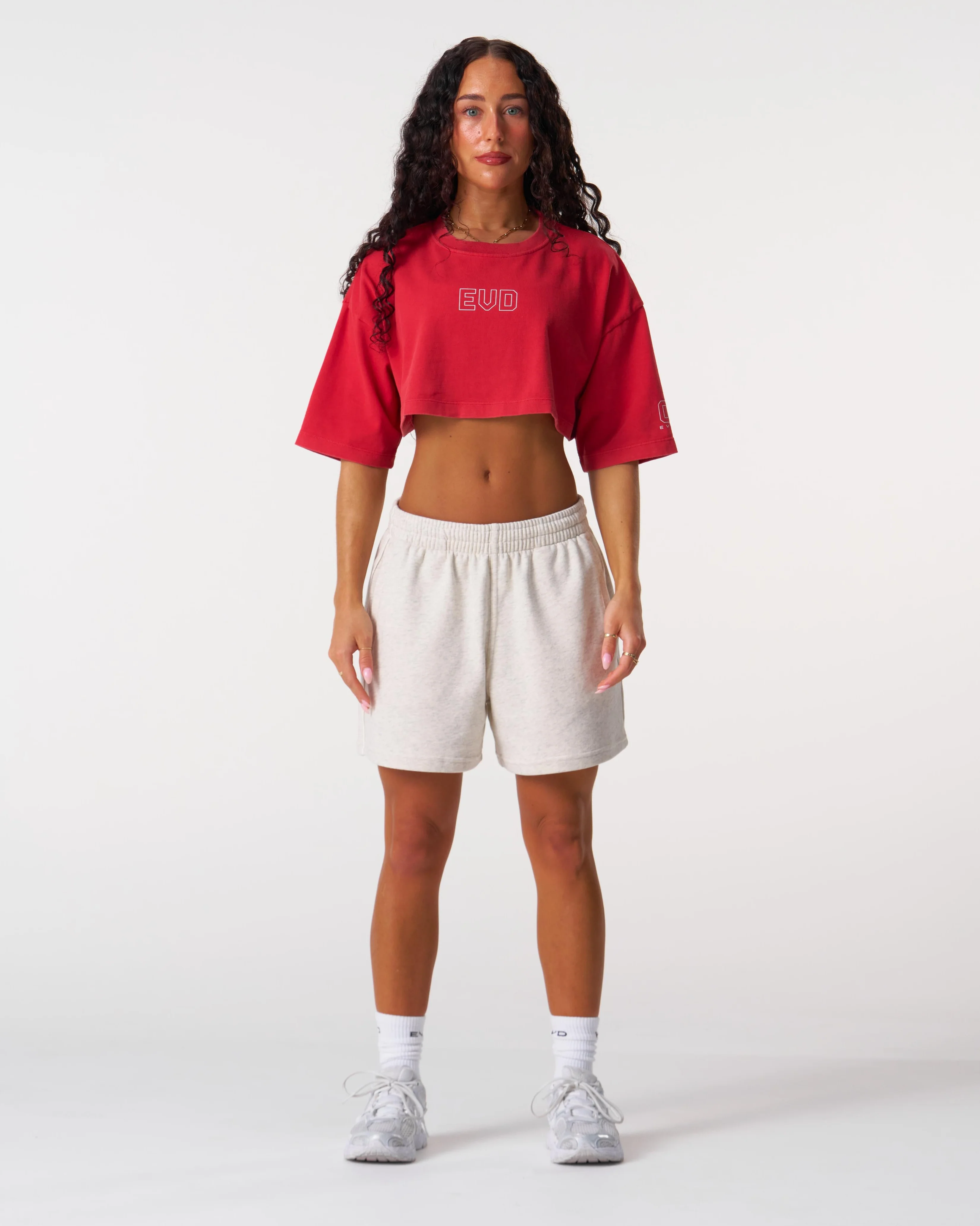 Core Oversized Crop Tee - Washed Out Red - Image 4