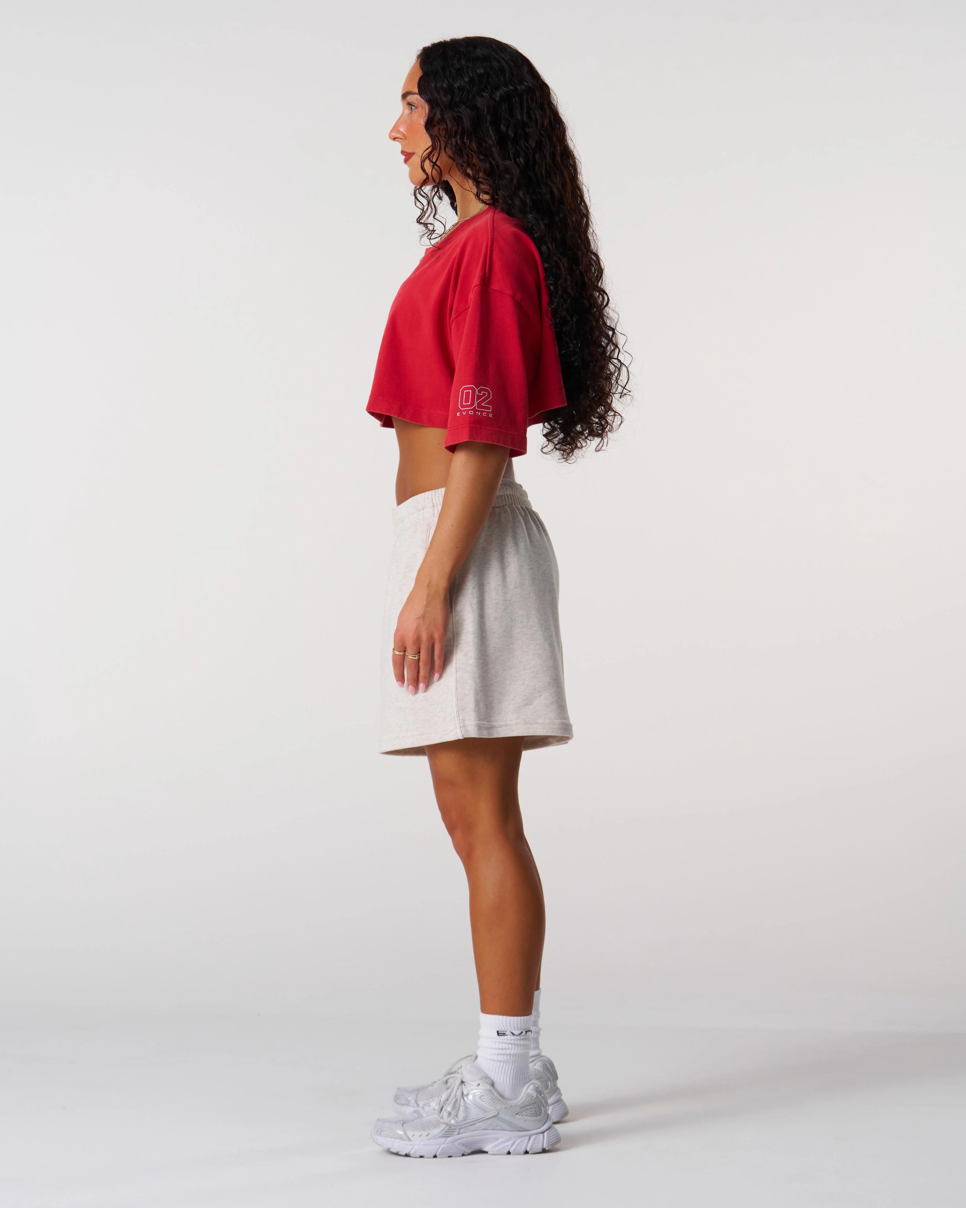 Core Oversized Crop Tee - Washed Out Red - Image 6