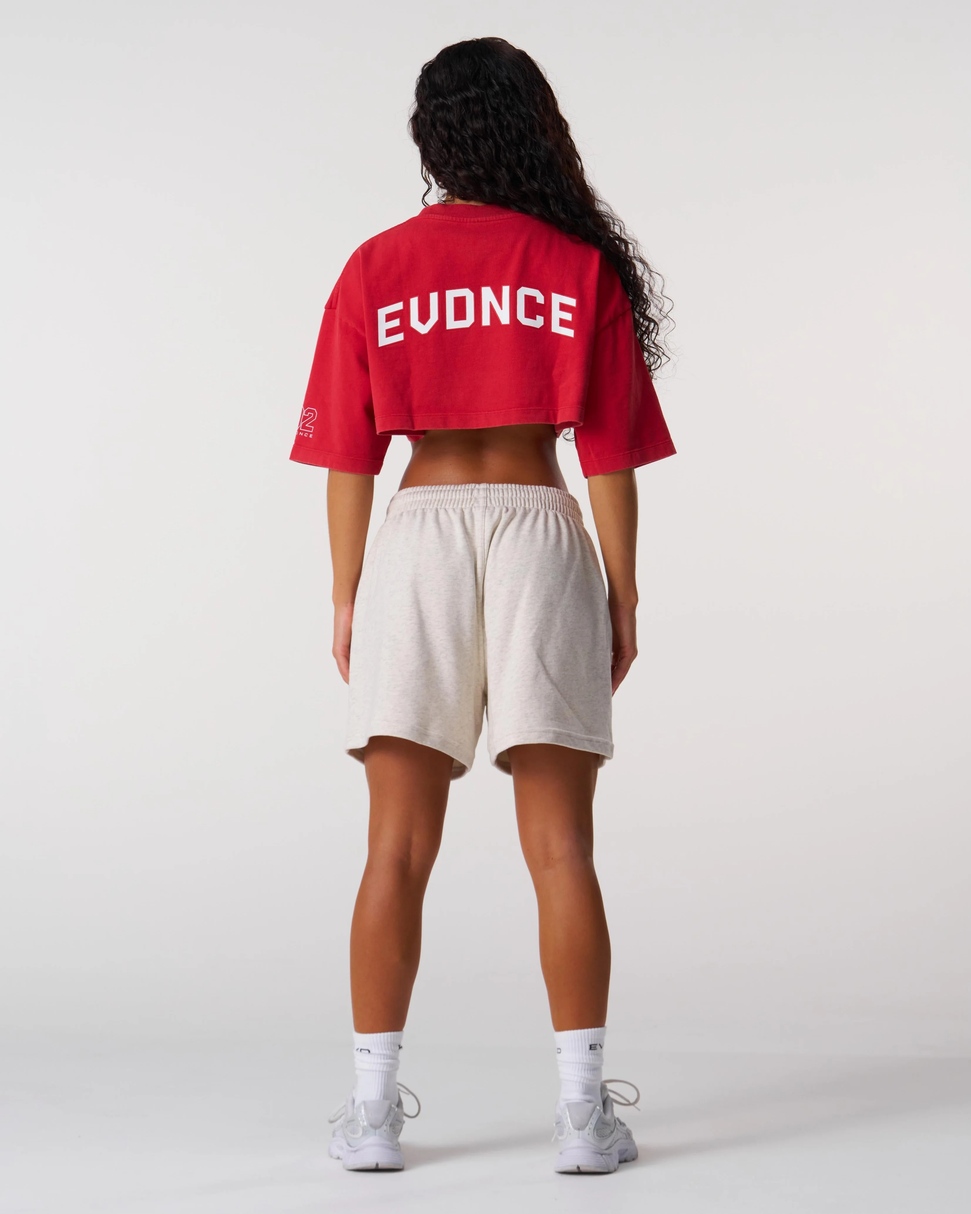 Core Oversized Crop Tee - Washed Out Red - Image 7