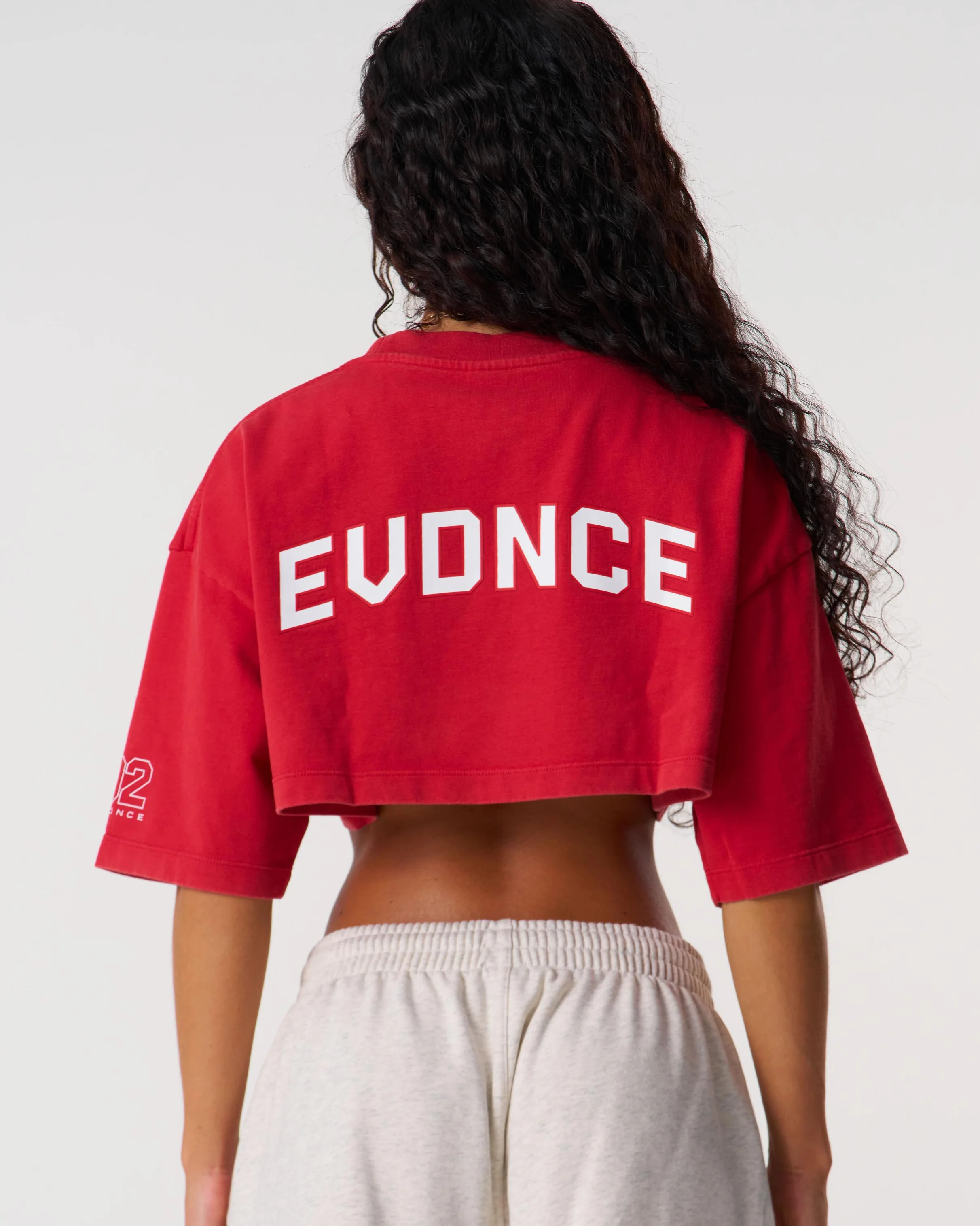 Core Oversized Crop Tee - Washed Out Red - Image 8