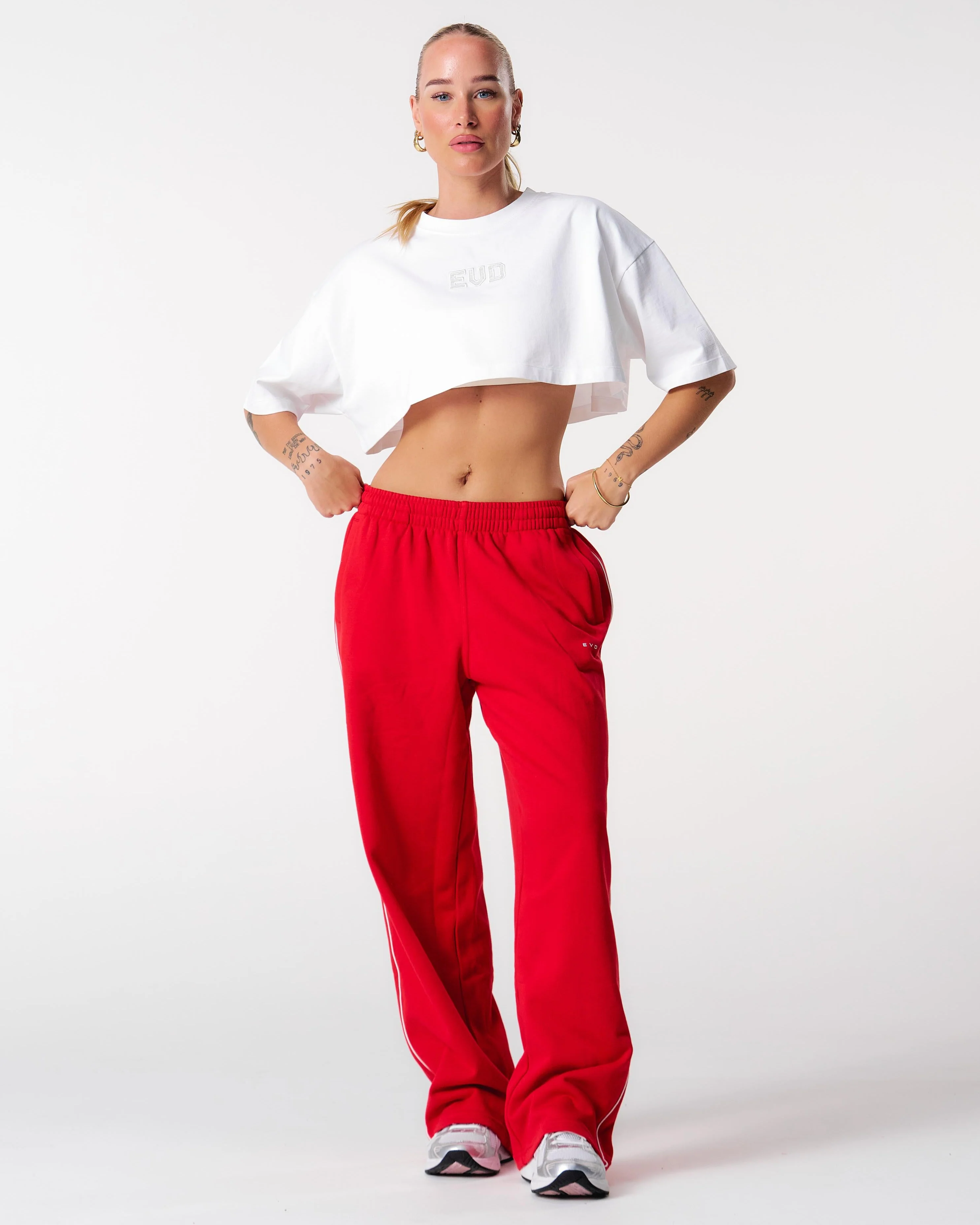 Core Oversized Crop Tee - White - Image 3
