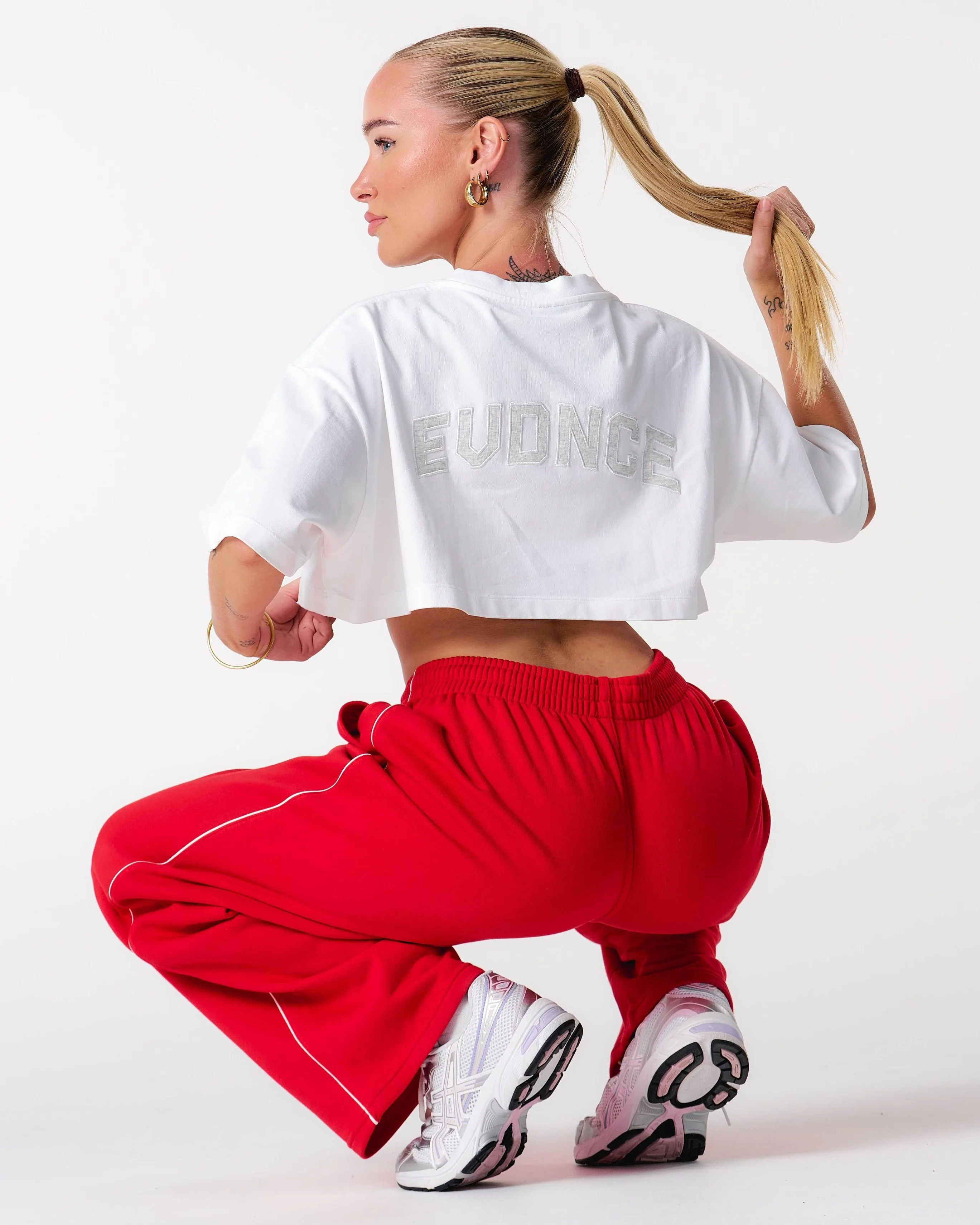 Core Oversized Crop Tee - White - Image 6