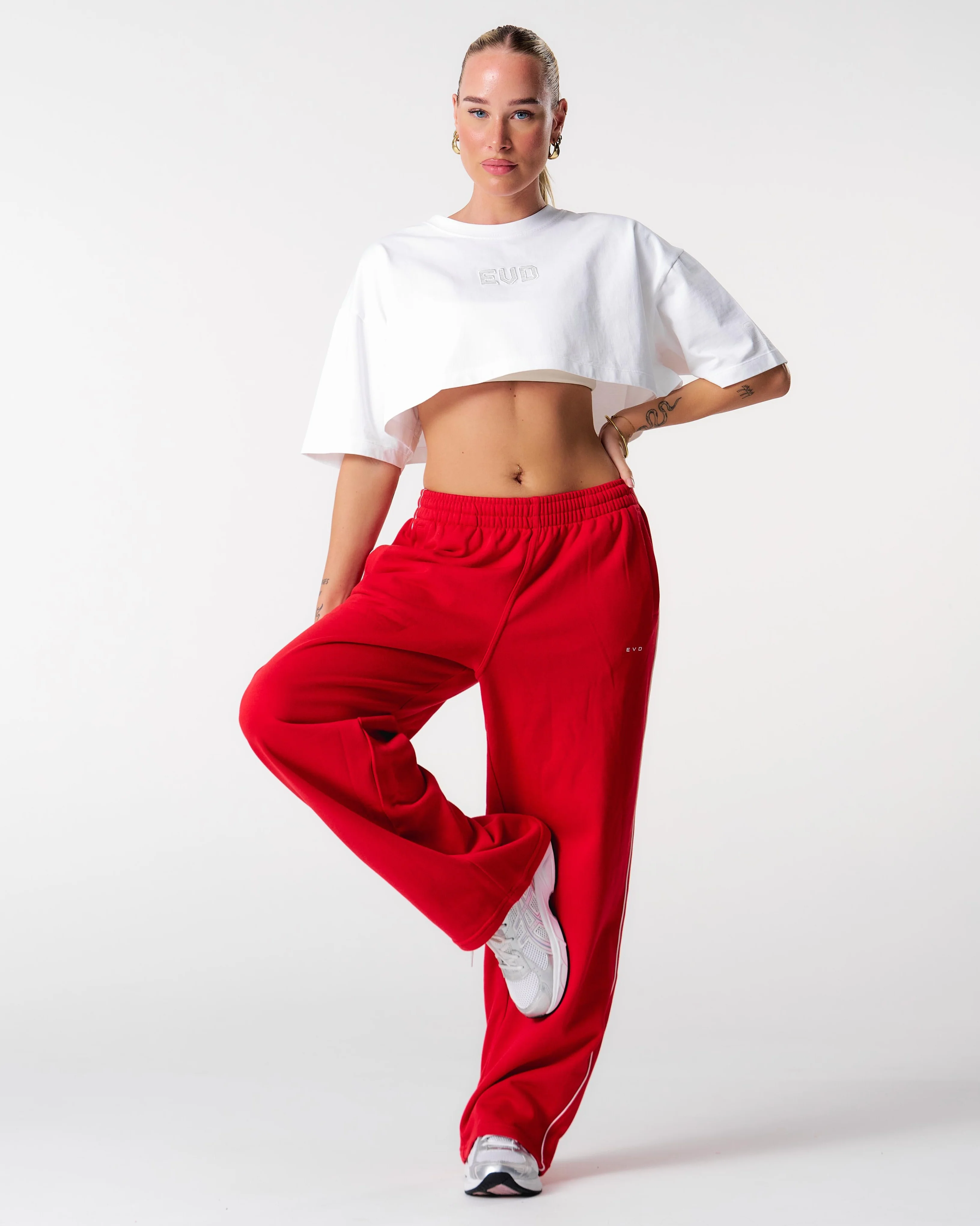 Core Oversized Crop Tee - White - Image 7