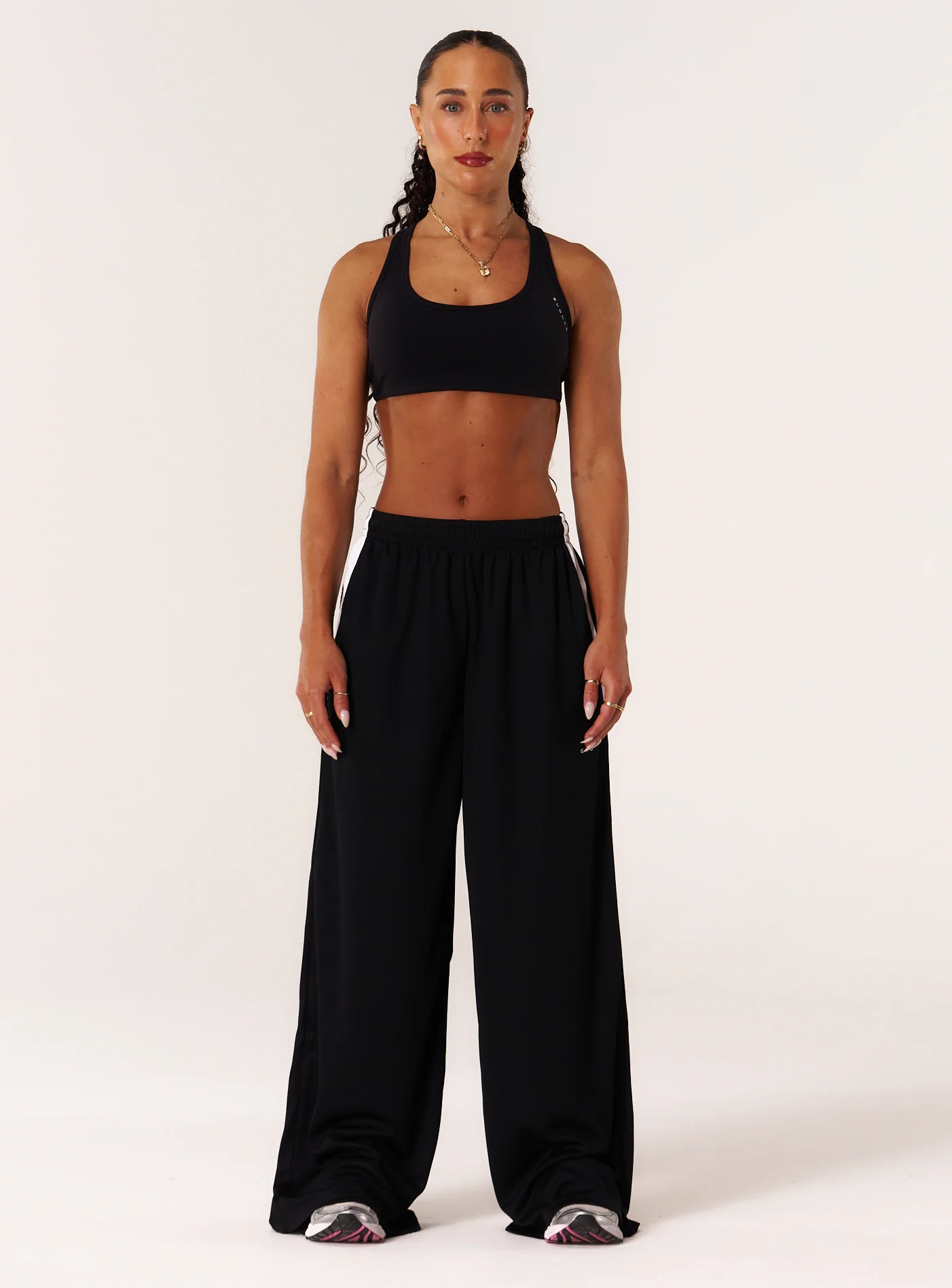 EVDNCE Oversized Wide Leg Mesh Pants - Black - Image 3