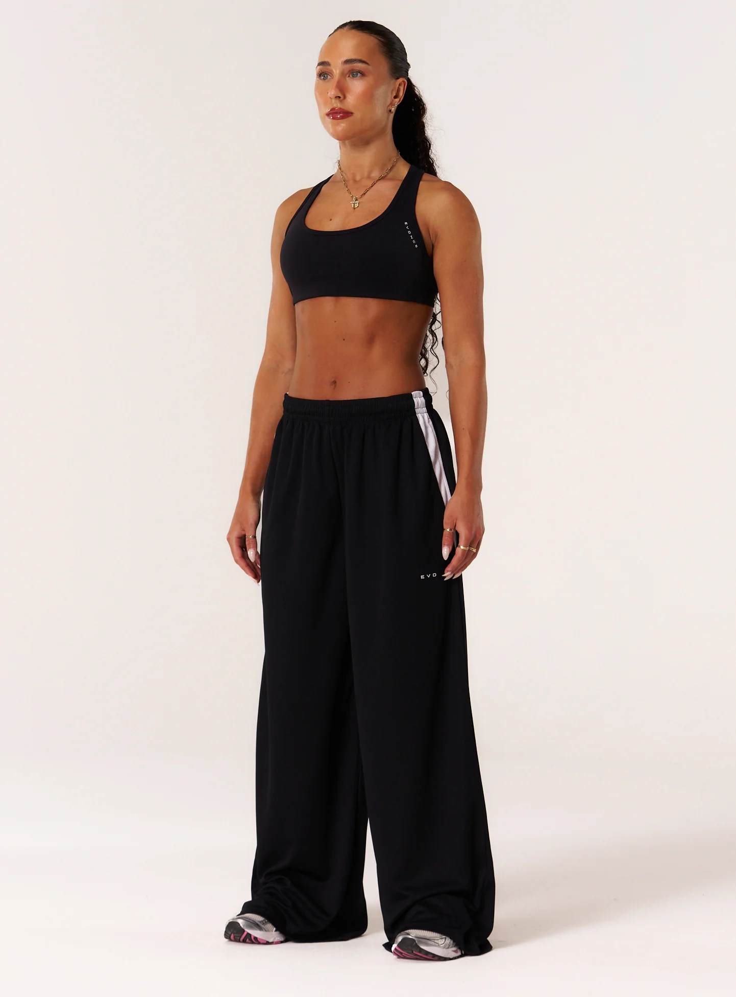 EVDNCE Oversized Wide Leg Mesh Pants - Black - Image 4