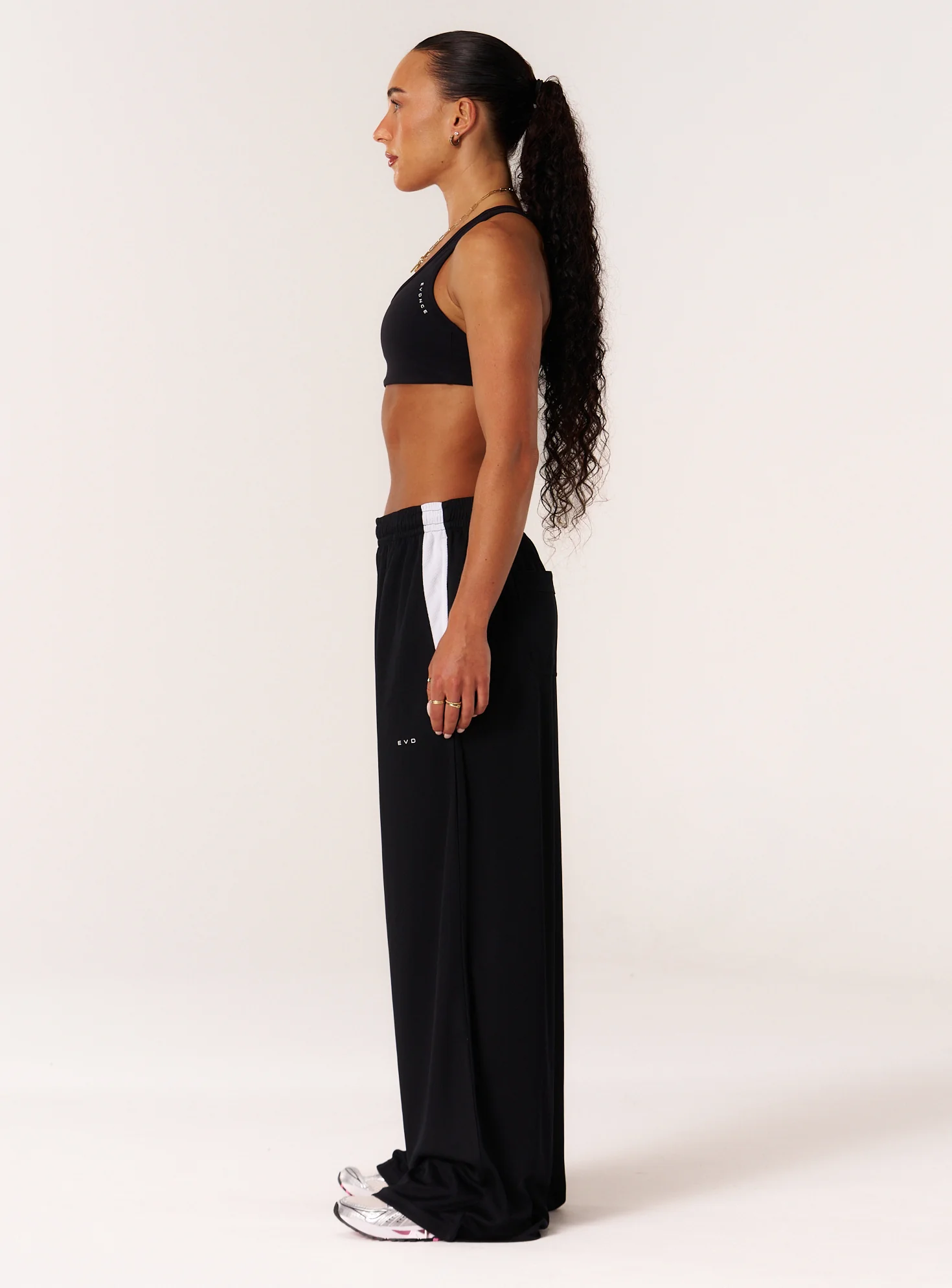 EVDNCE Oversized Wide Leg Mesh Pants - Black - Image 5