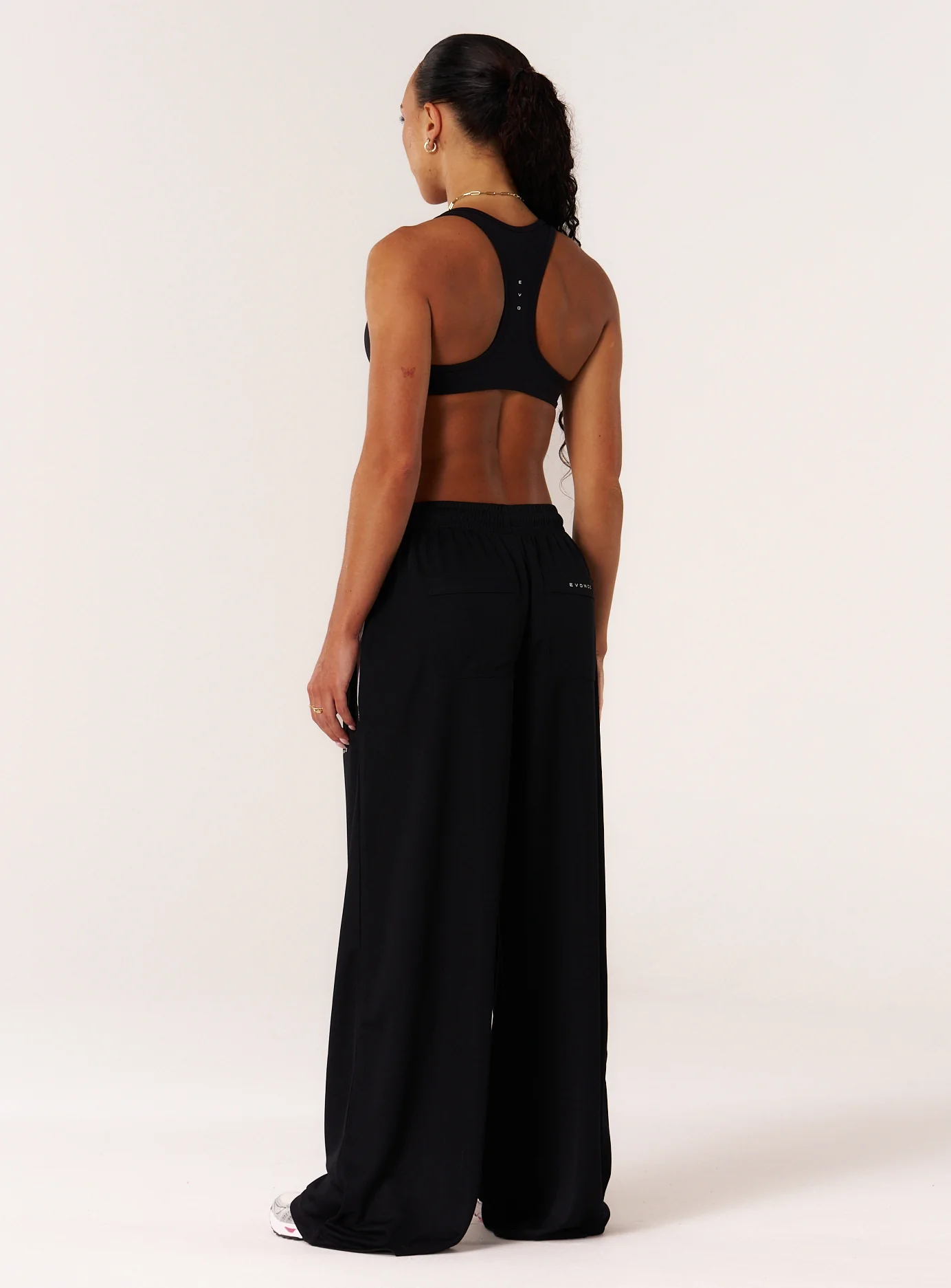 EVDNCE Oversized Wide Leg Mesh Pants - Black - Image 6