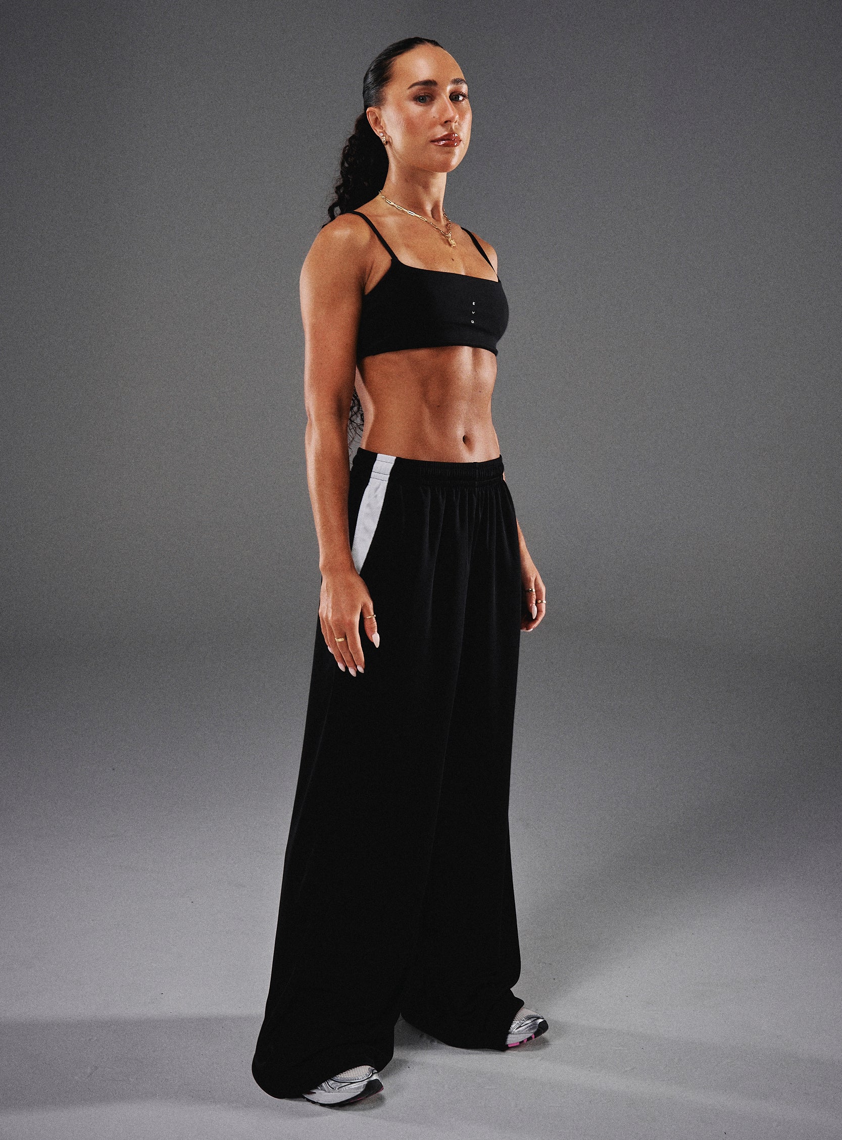 EVDNCE Oversized Wide Leg Mesh Pants - Black - Image 9
